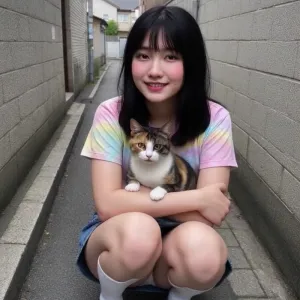 猫と女の子