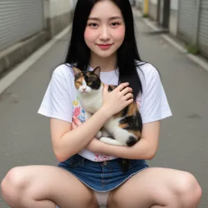 猫と女の子