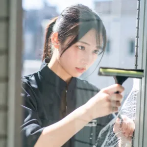 窓掃除の業者さん