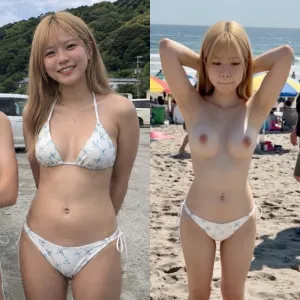 【羞恥】無垢なJDを上裸でビーチに放置💕