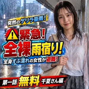 ゲリラ豪雨 緊急！全裸雨宿り！第一話【千夏さん編】