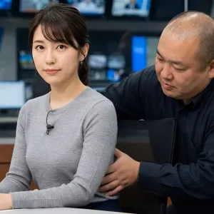 美人女子アナのおっぱいをわしわし